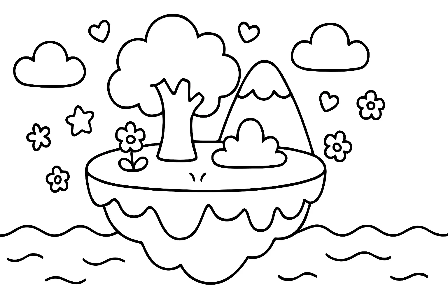 Floating island Coloring Page – Print or Color Online